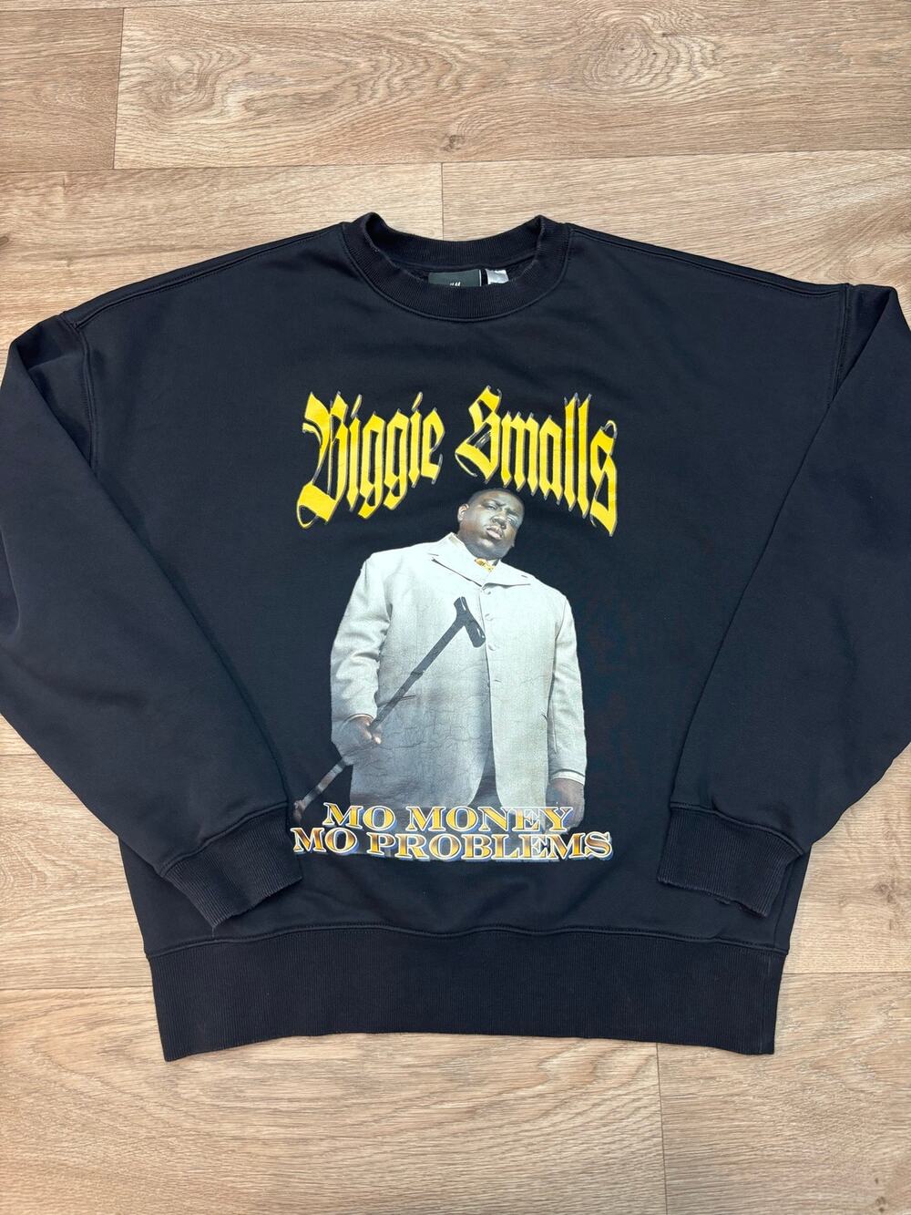 H&M Biggie Smalls "Mo Money Mo Problems" Black Sweatshirt Size S